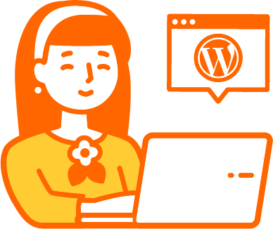 WordPressを操作する女性のイラスト