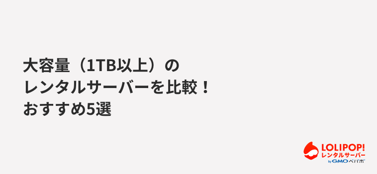 ロリポップ！レンタルサーバー 大容量（1TB以上）のレンタルサーバーを比較！おすすめ5選