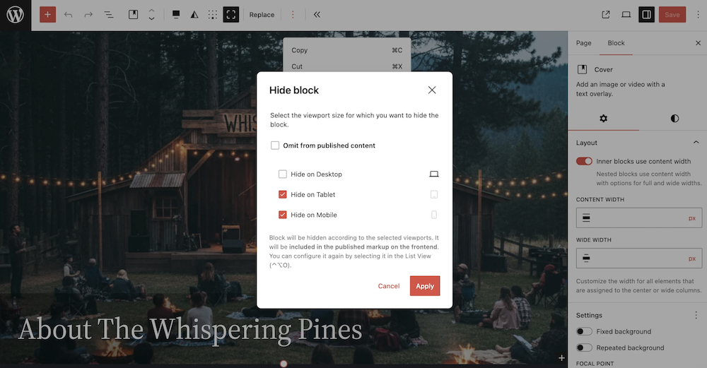 WordPress 7.0の新機能レスポンシブ編集モードの画面