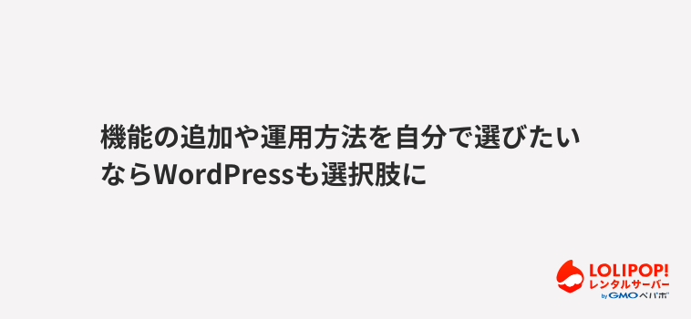 ロリポップ！レンタルサーバー機能の追加や運用方法を自分で選びたいならWordPressも選択肢に